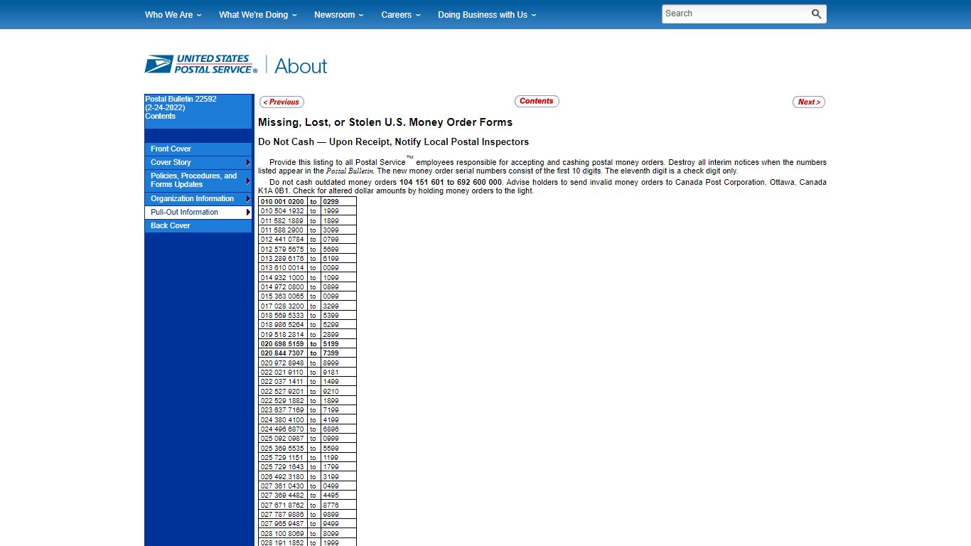 Missing, Lost, or Stolen U.S. Money Order Forms - USPS
